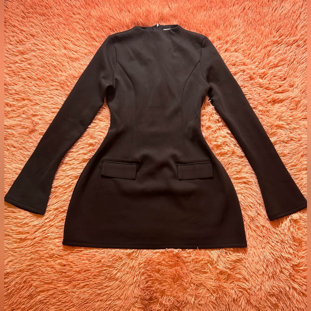 HEIRESS BLACK LONG SLEEVE A LINE POCKET MINI DRESS. SIZE M - Picture 9 of 15